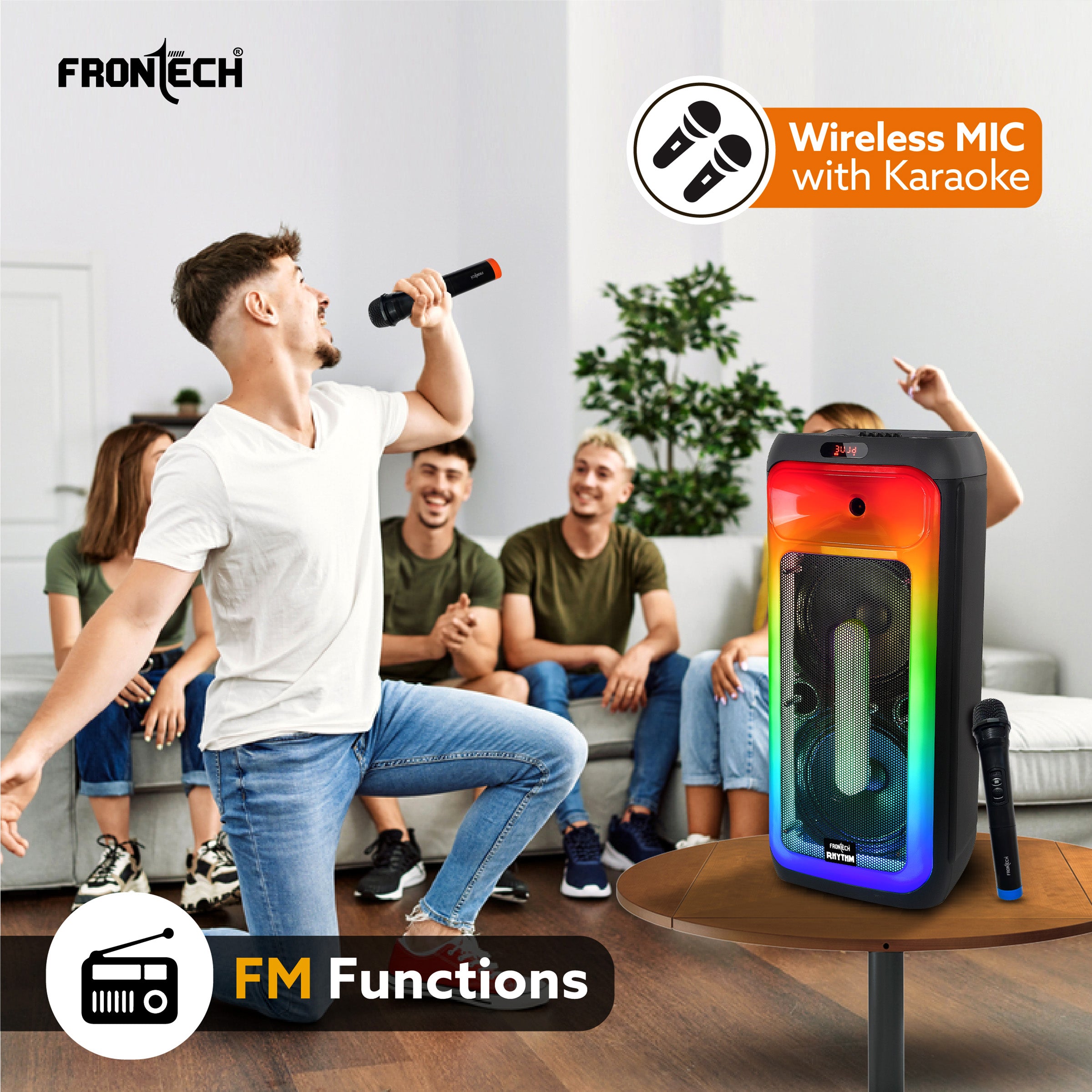 Frontech Rhythm Wireless 120W Bluetooth 5.0 Trolley Speaker (SW-0220) Frontech Rhythm Wireless 120W Bluetooth 5.0 Trolley Speaker (SW-0220)